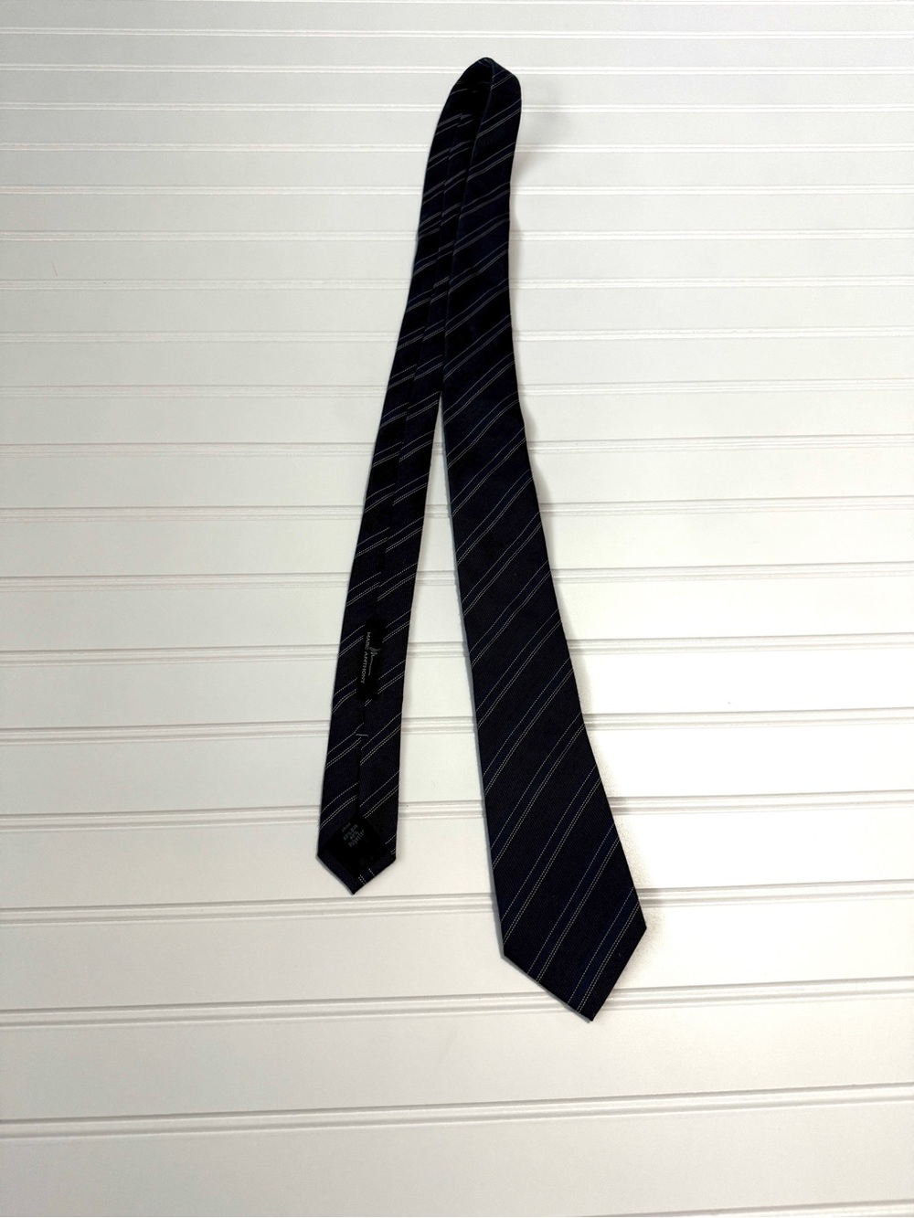 Marc Anthony Classic Navy Blue Striped Men's Tie